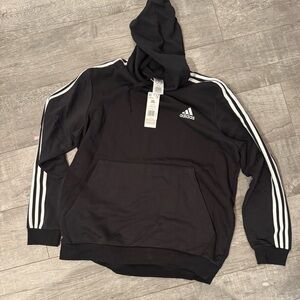Adidas Men's Black Hoodie with White Accents